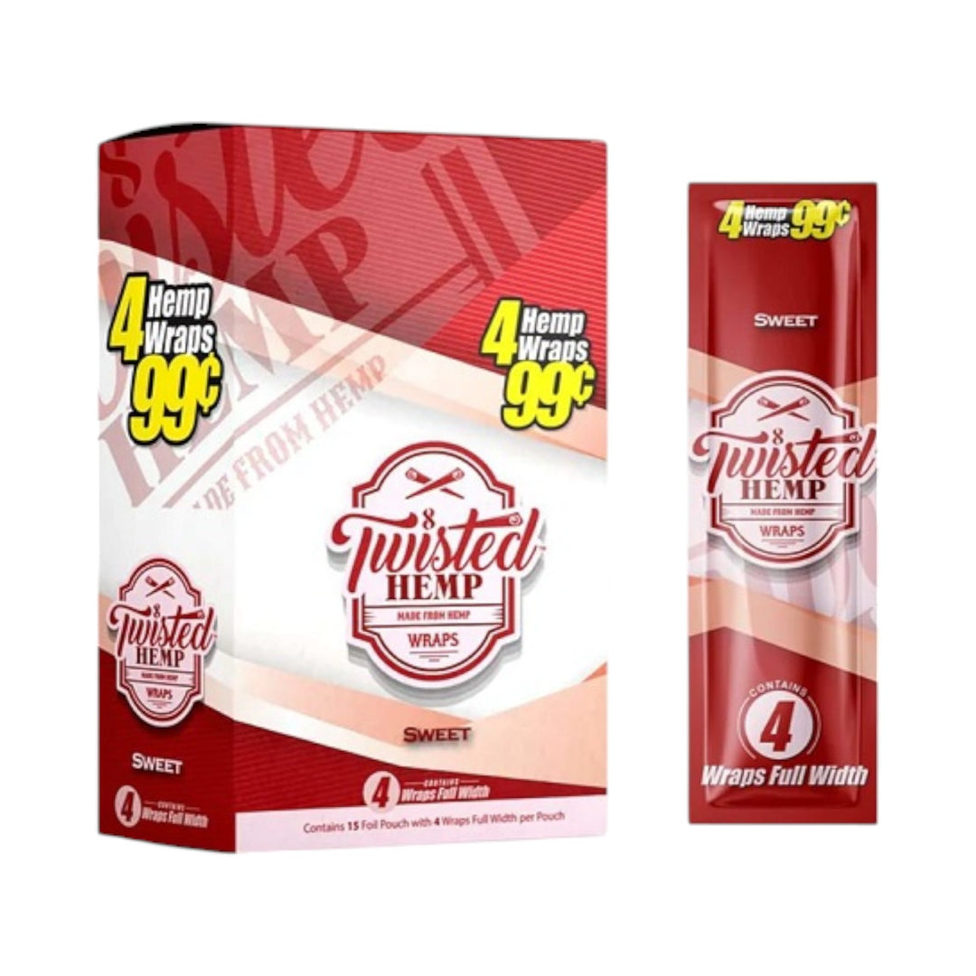 Twisted Hemp Wraps – 15 Pack (4 Wraps Per Pack)