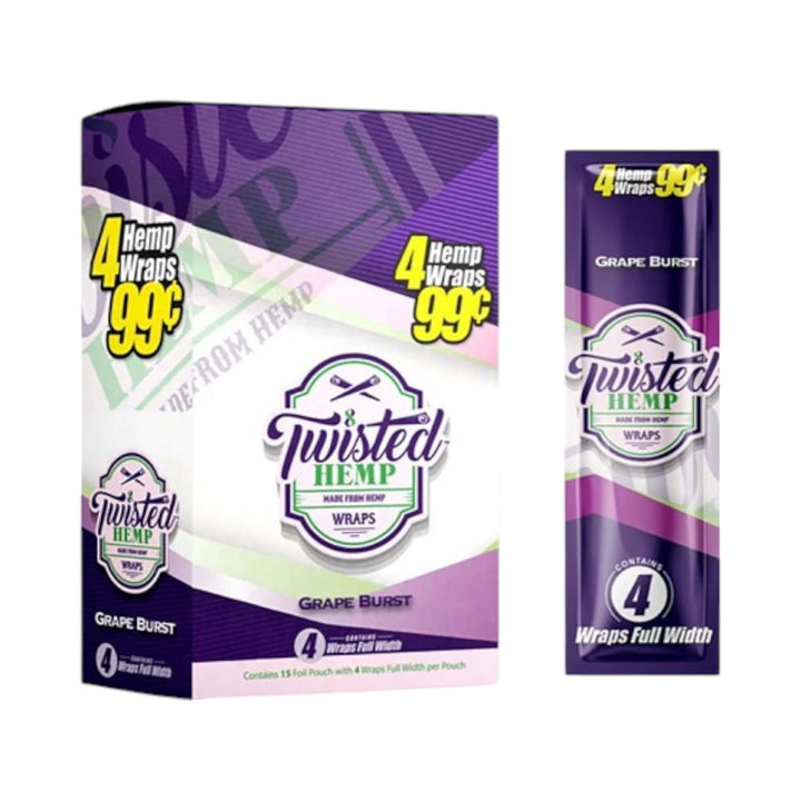 Twisted Hemp Wraps – 15 Pack (4 Wraps Per Pack)