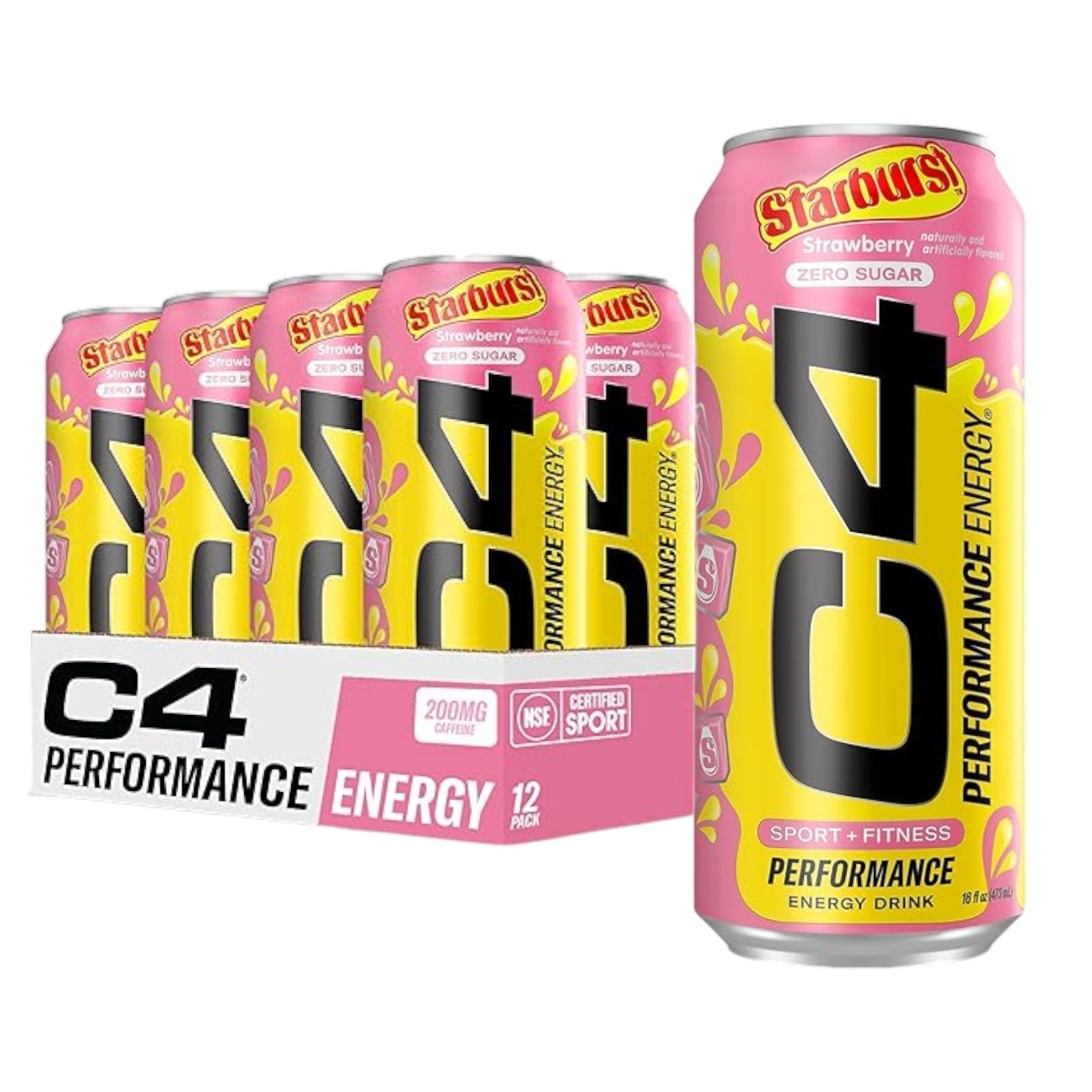 C4 Energy Drink StarBurst Strawberry 16oz 12-Pack Reval Distributor