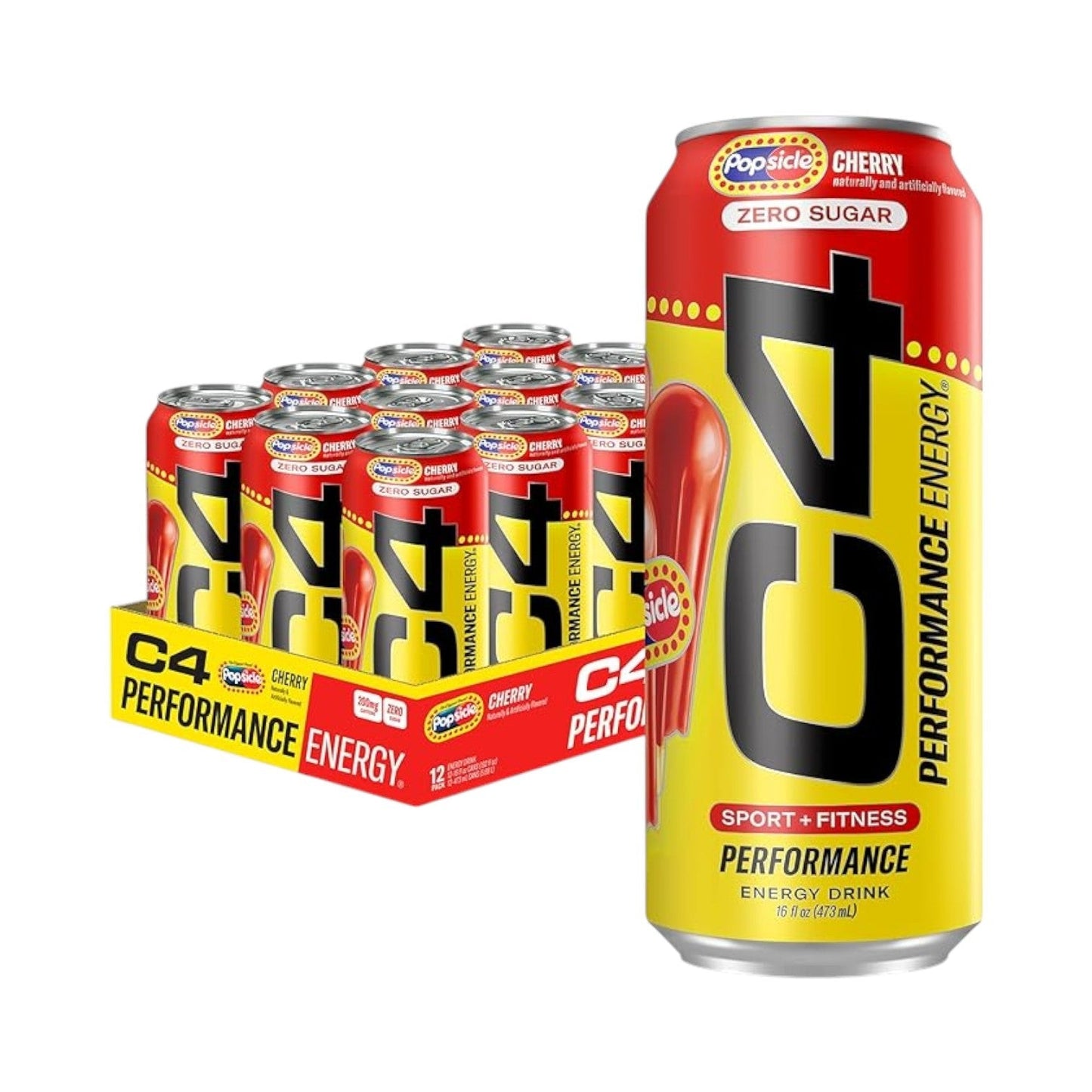 C4 Energy Drink x POPSICLE Cherry 16oz 12-Pack Reval Distributor