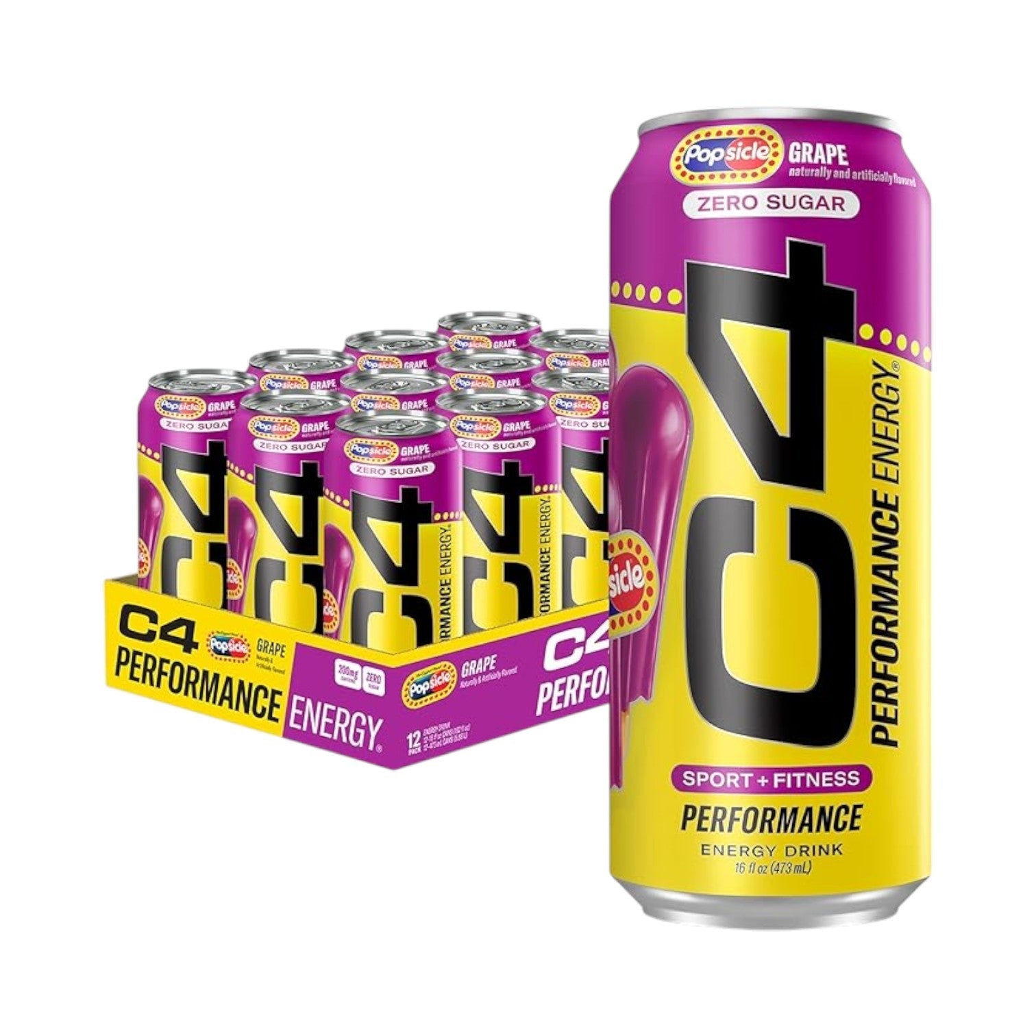 C4 Energy Drink x POPSICLE Grape 16oz 12-Pack Reval Distributor