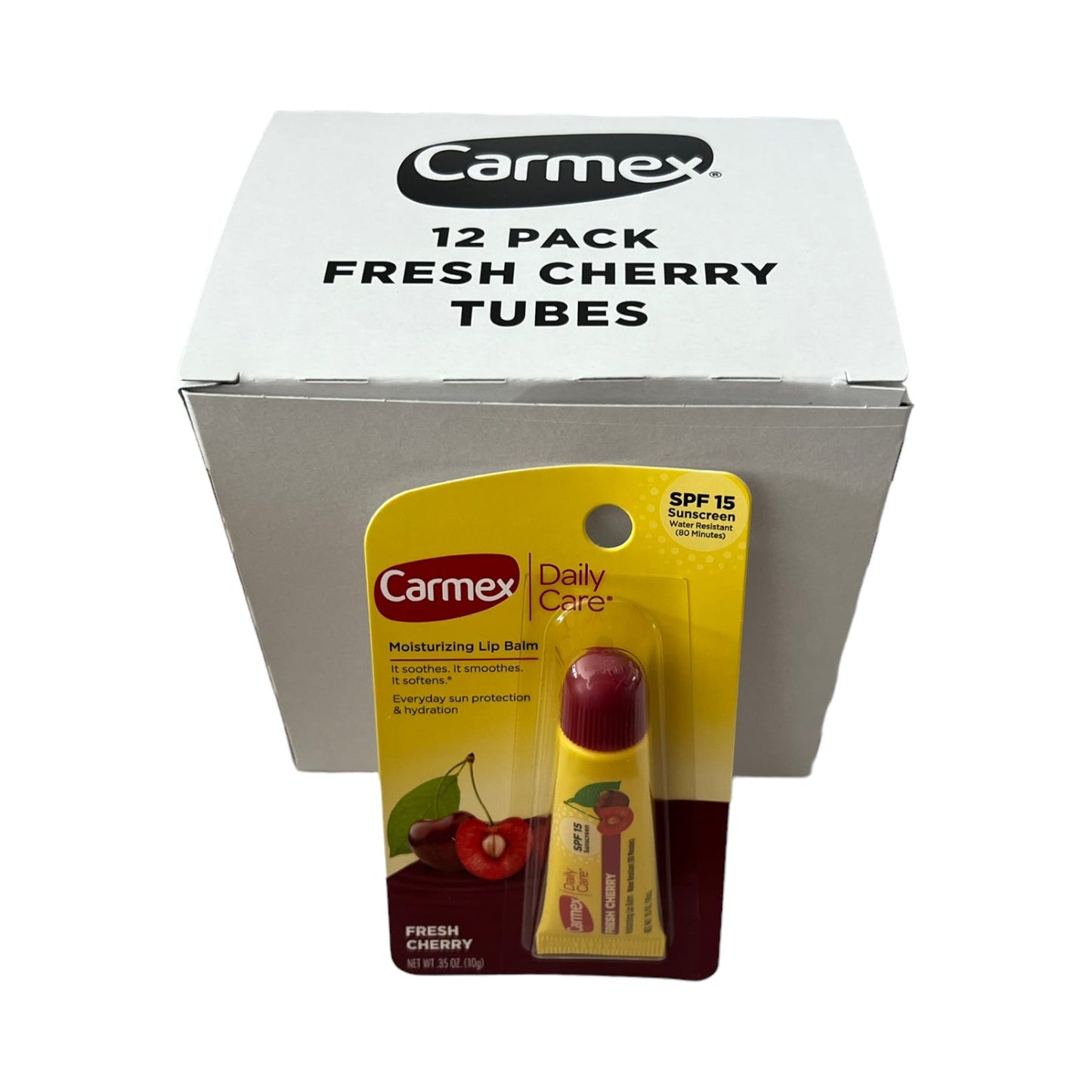 Carmex 12 ct Reval Distributor Fresh Cherry Tube Cards 12ct 0.35OZ