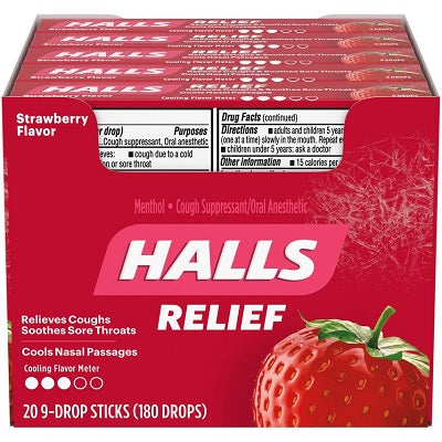 Halls 9-Piece 20ct Reval Distributor Strawberry