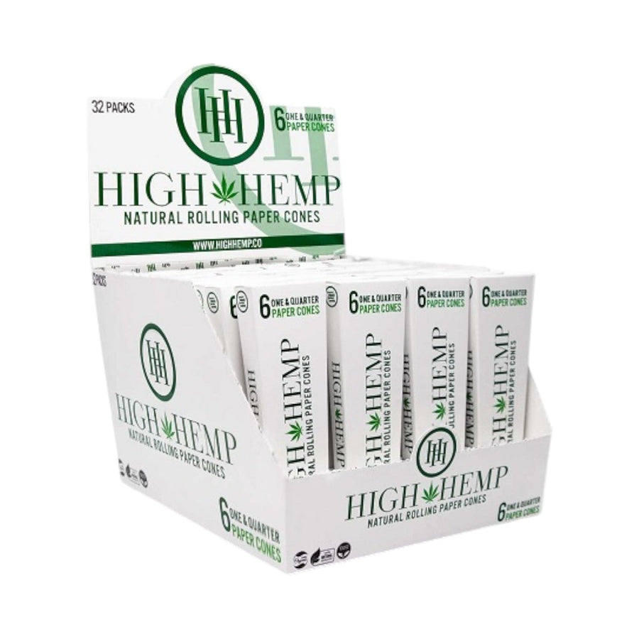 High Hemp Paper Cones – 32 Packs of 6 (1 1/4 Size) Reval Distributor