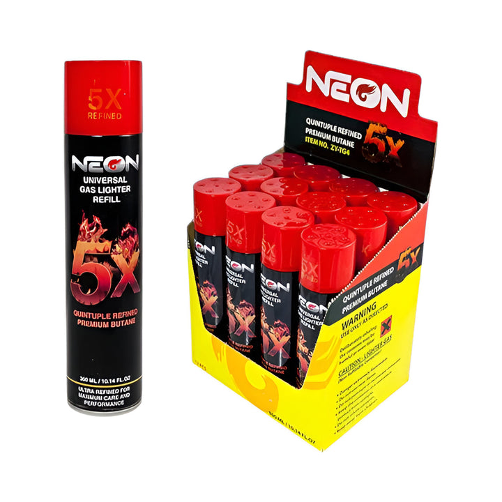 Neon Butane Lighter Refill 10.14oz Reval Distributor Premium 5X 1-Piece