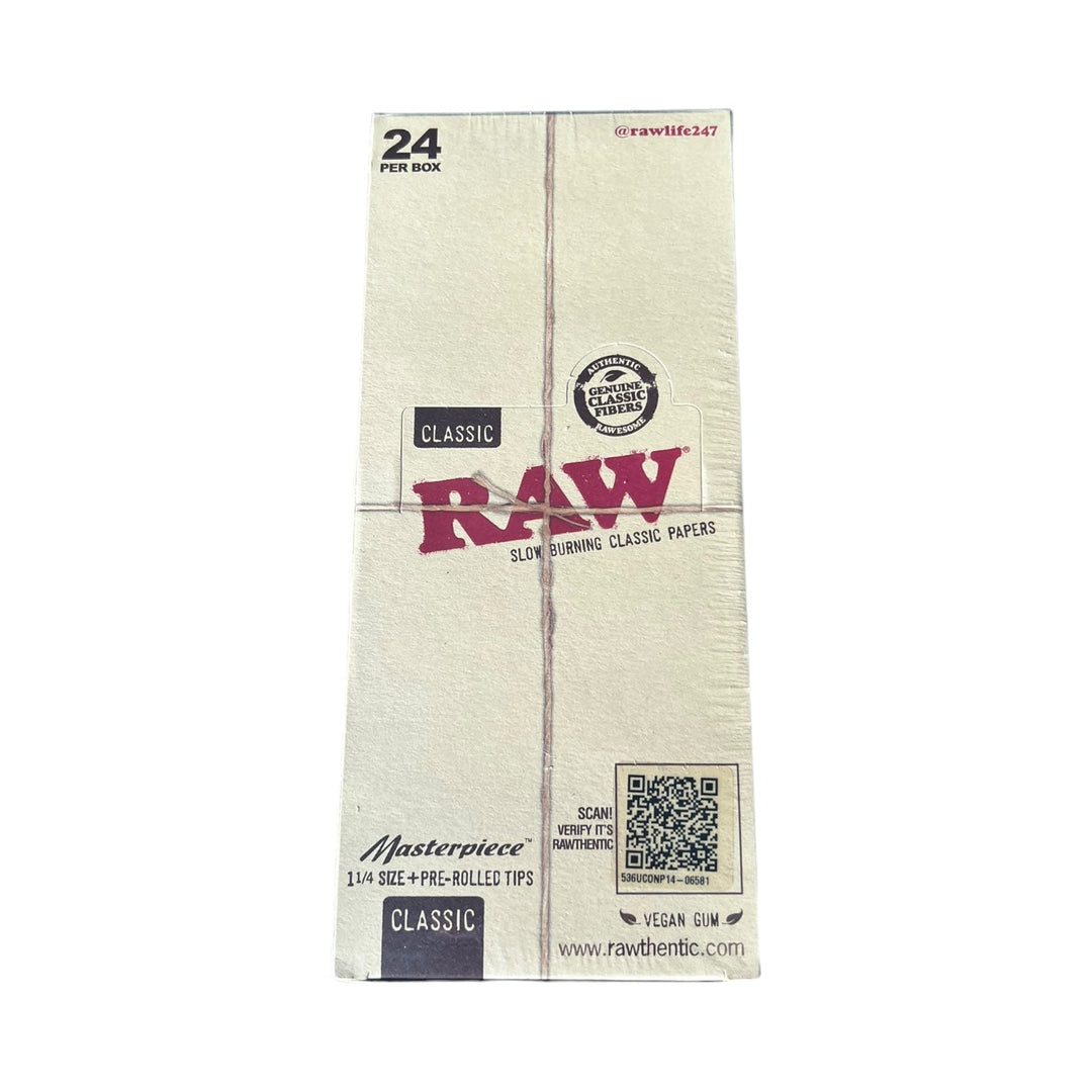 Raw Paper Classic 1 1/4 + Pre-Rolled Tips 24-Pack Reval Distributor