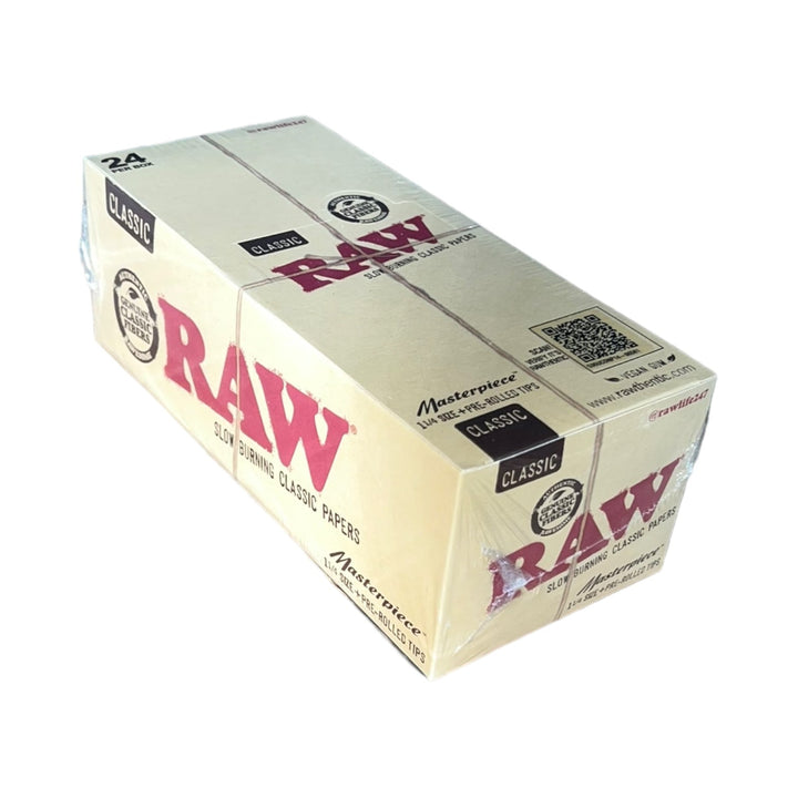 Raw Paper Classic 1 1/4 + Pre-Rolled Tips 24-Pack Reval Distributor