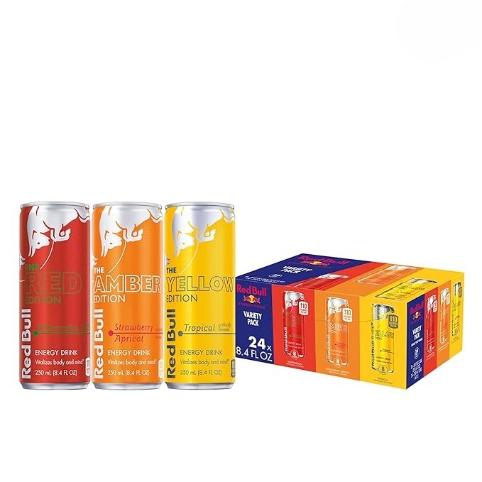 Red Bull Variety Pack 8.4oz 24-Pack (Watermelon, Strawberry Apricot, Tropical) Reval Distributor