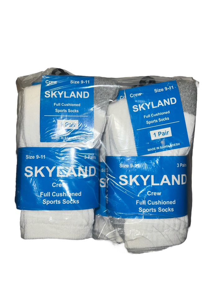 Skyland Crew Socks 12-Pairs Reval Distributor H&T Grey 9-11