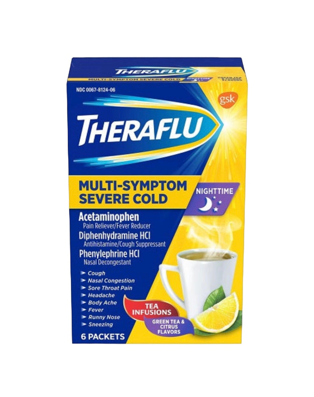 Theraflu 6 ct Reval Distributor Nighttime Multi-Symptom Severe Cold