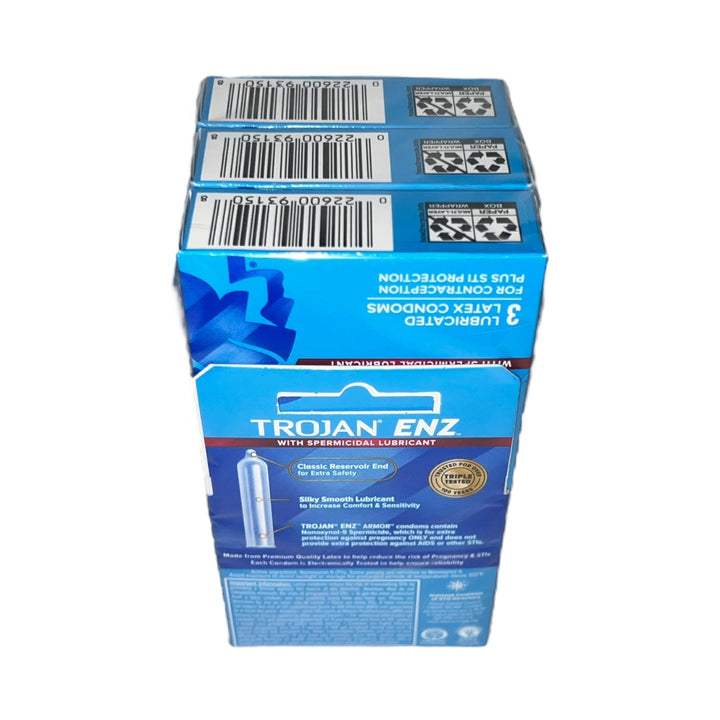 Trojan Enz Condoms 6 Packs of 3 Reval Distributor Blue Spermicidal Lubricant