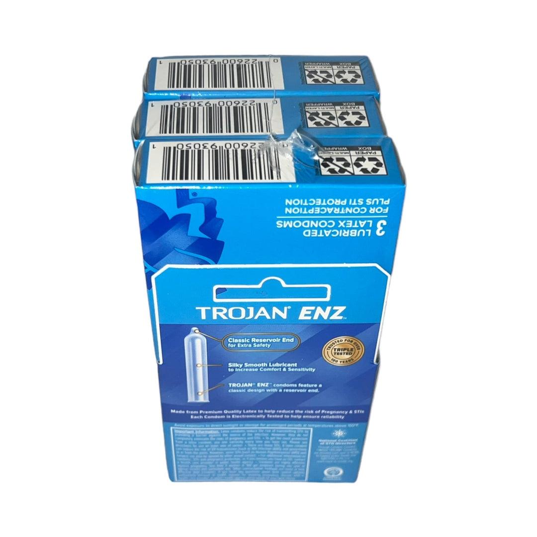 Trojan Enz Condoms 6 Packs of 3 Reval Distributor Blue