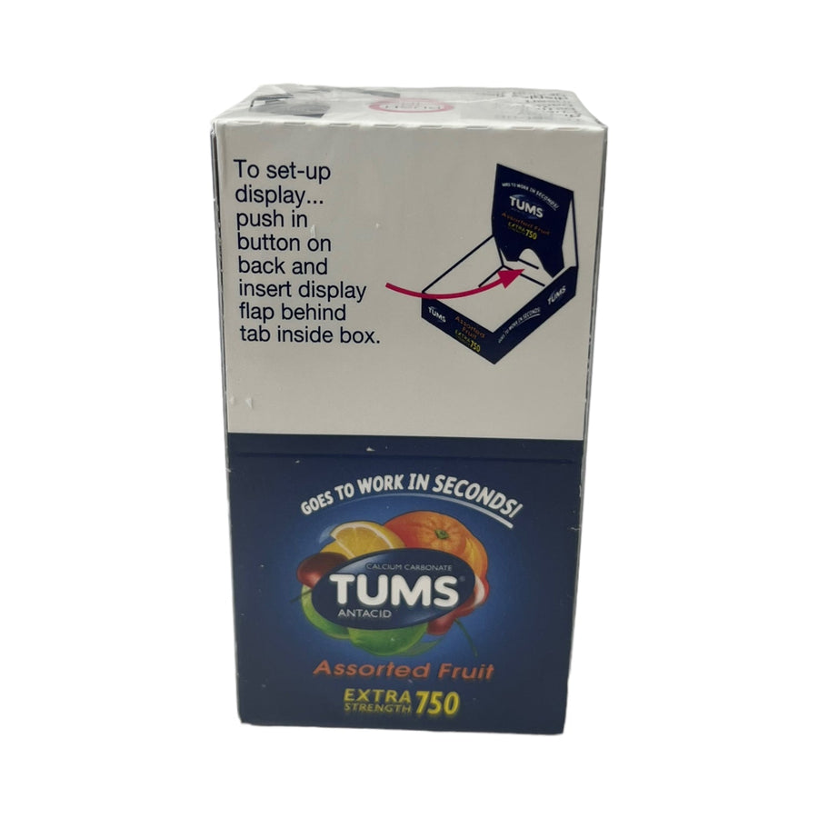 Tums Assorted Fruit - 12 Single Rolls - Extra Strength 750 Reval Distributor