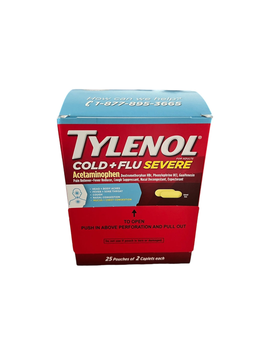 Tylenol Cold + Flu Severe Reval Distributor 25 Pouches of 2