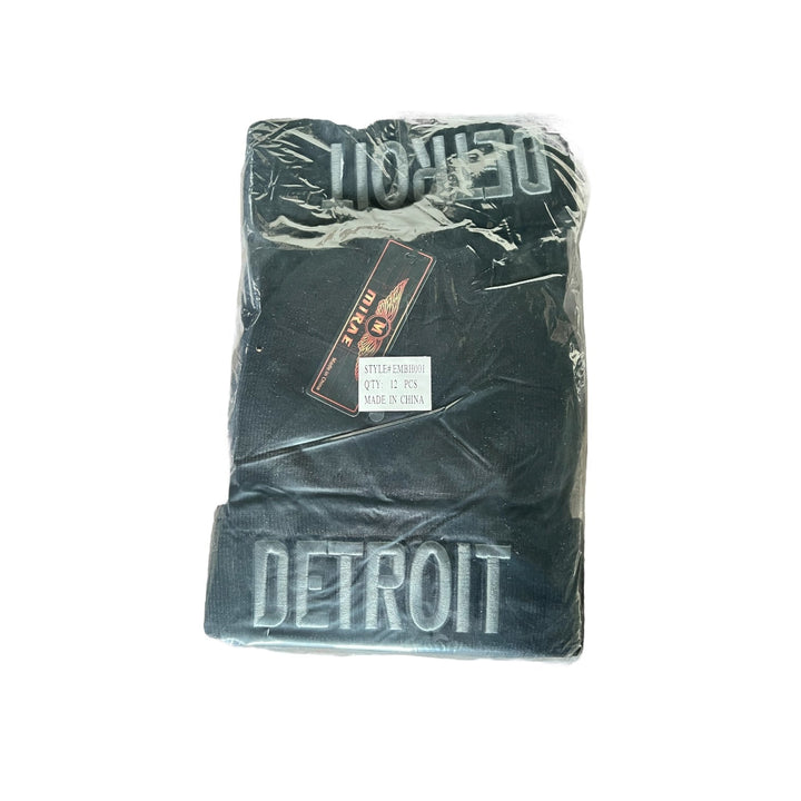 Winter Hat Detroit Reval Distributor Black Beanie - Gray Logo 12-Pack