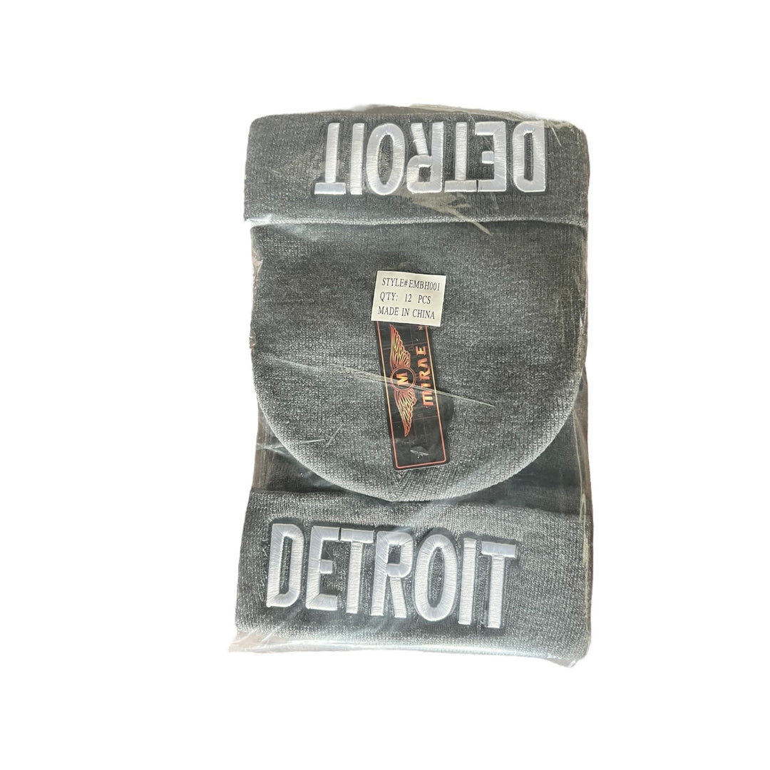 Winter Hat Detroit Reval Distributor Gray Beanie - White Logo 12-Pack