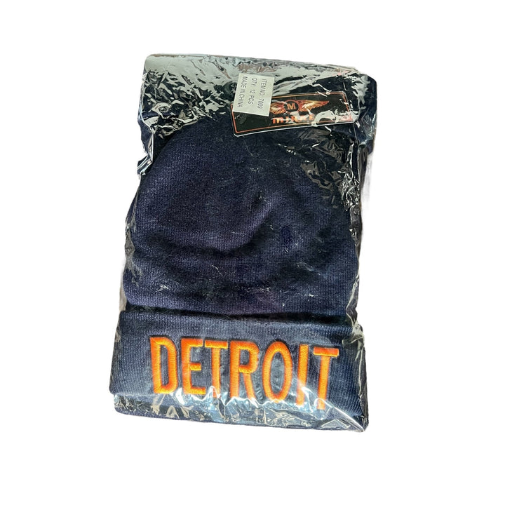 Winter Hat Detroit Reval Distributor Navy Blue Beanie - Orange Logo 12-Pack