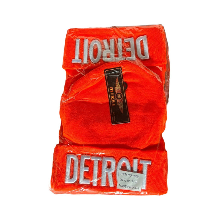 Winter Hat Detroit Reval Distributor Orange Beanie - White Logo 12-Pack