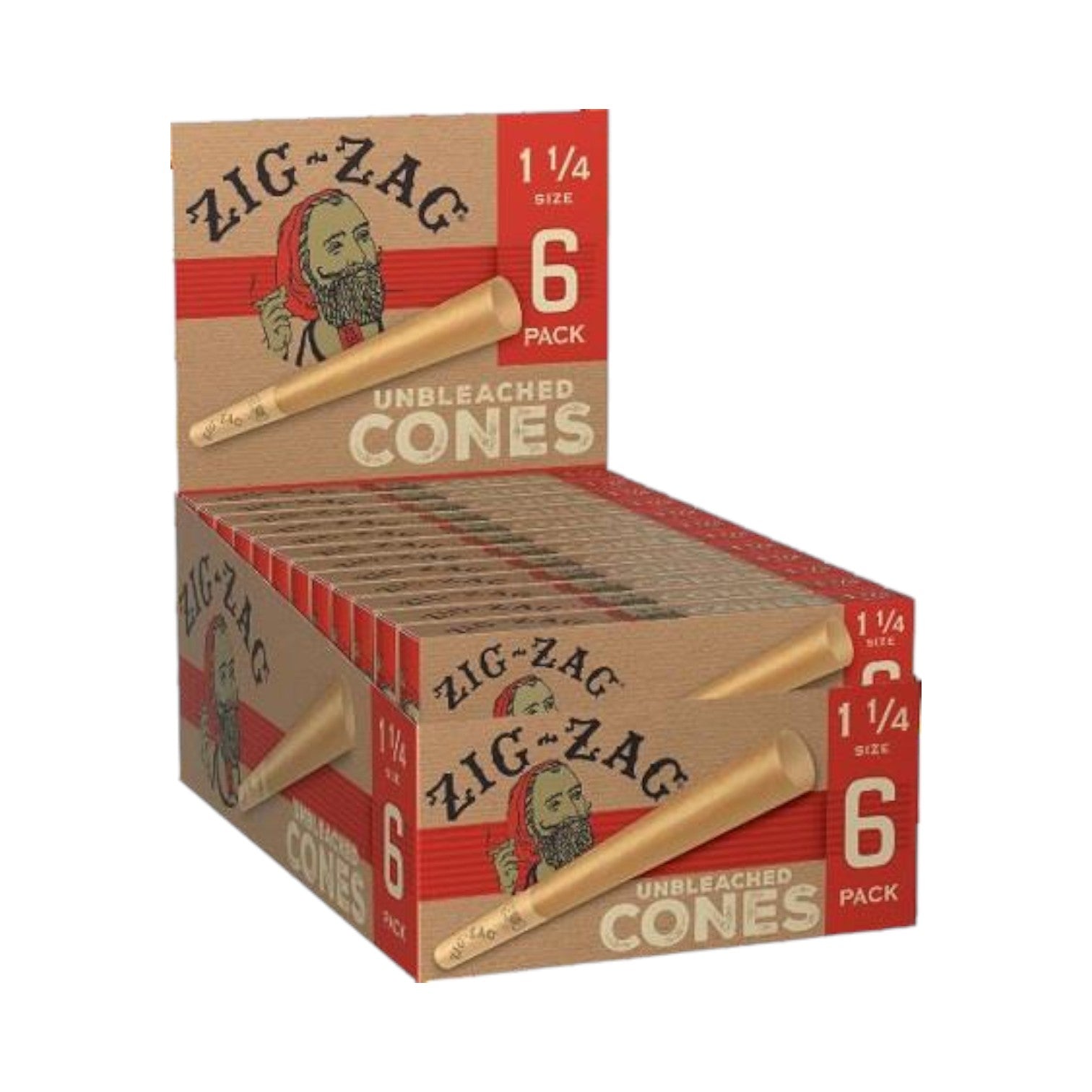 Zig Zag Paper Cones 24-Pack Reval Distributor UNBLEACHED 1 1/4 (24/6PK)